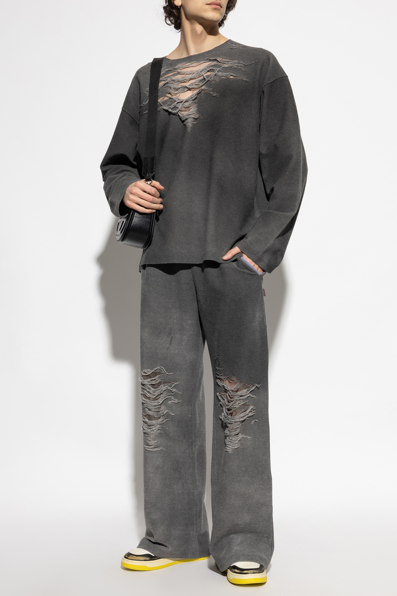 パーカー・フーディ Diesel 'S-Ruben' Sweatshirt Men's Sweatshirt with distressed front | Grey | Diesel